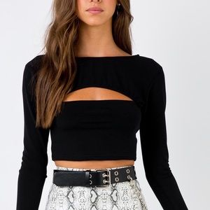 Princess Polly Motel Shimla Crop Top Black